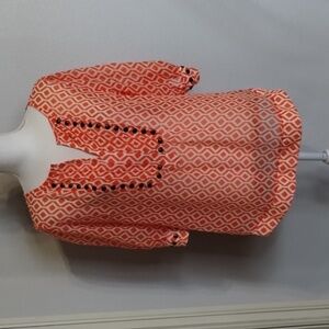 41 Hawthorn women's size Large geometric print orange white with bronze brads